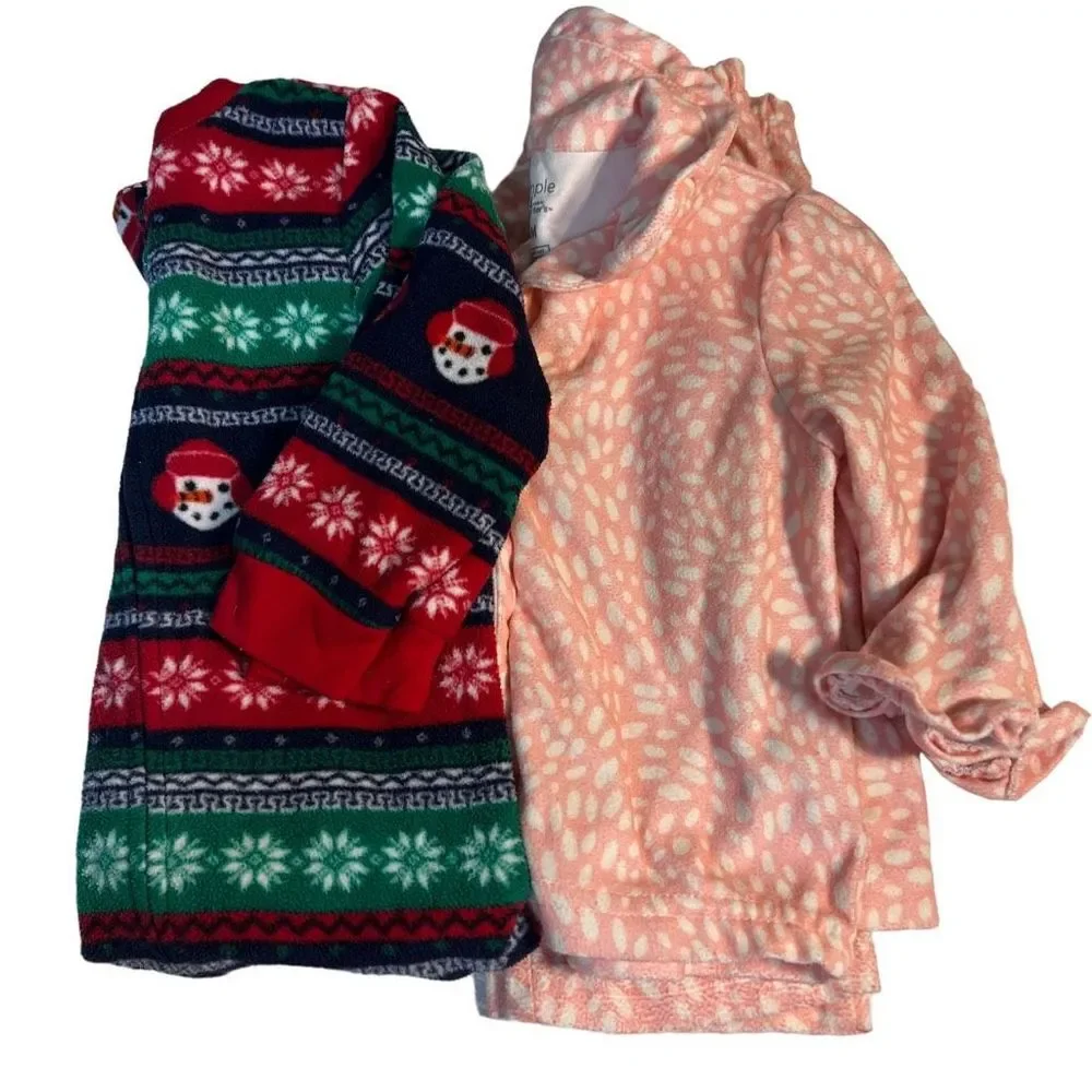 Little Girl Size 12 Months Pajamas Baby Girl Winter Christmas PJs Jammies 2 Pair